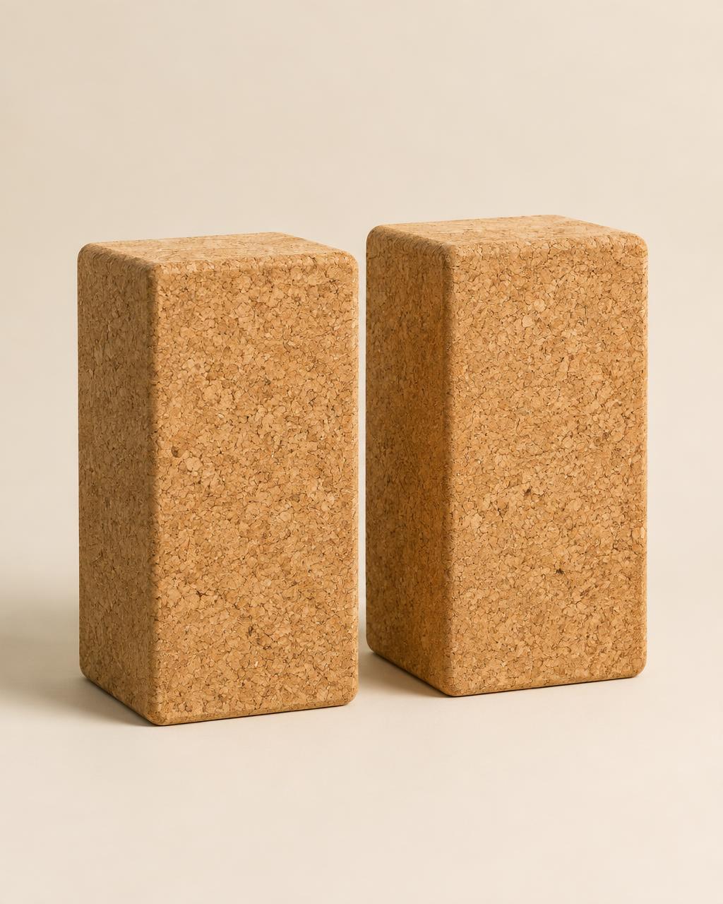 Pair of natural cork yoga bricks